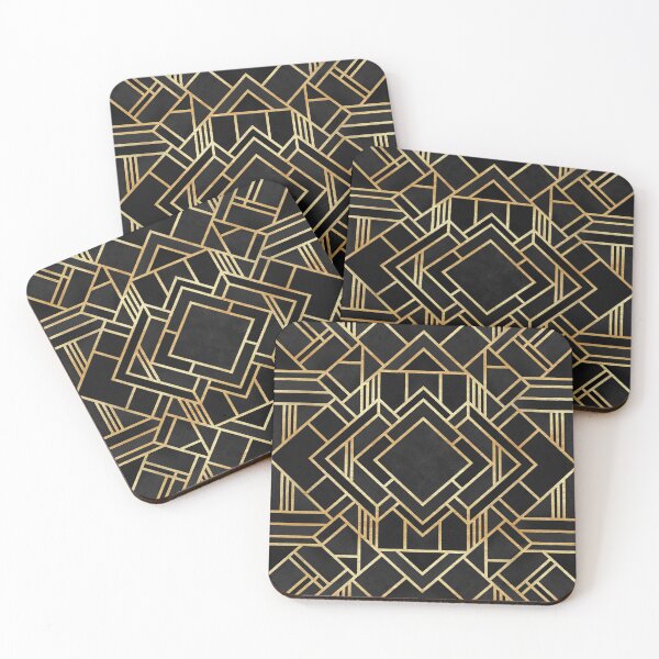 Art Deco Black Coasters (Set of 4)