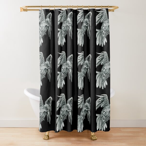 Zeichnung Rabe Im Anflug Mit Bleistift Shower Curtain By Bodino Redbubble