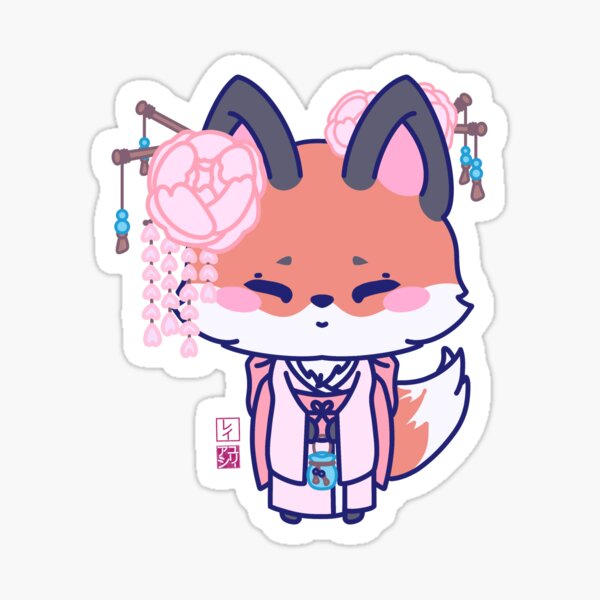 Kawaii Kimono Fox Sticker