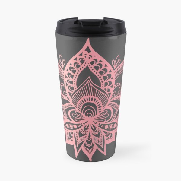 Pink and Grey Lotus Flower Travel Mug