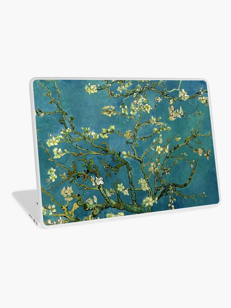 Aperçu 1 sur 2. Skin adhésive d'ordinateur avec l'œuvre Fleurs d'amandier Van Gogh créée et vendue par JoolyA.