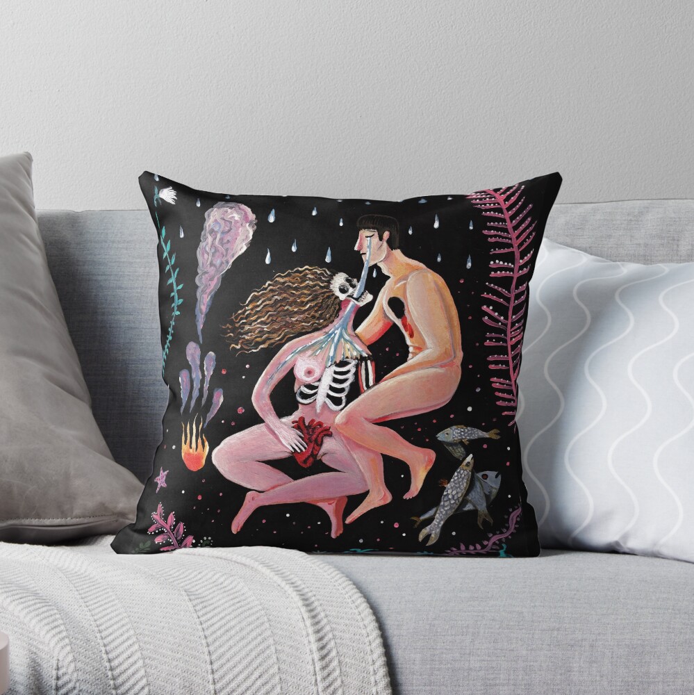 Skeleton Woman Throw Pillow