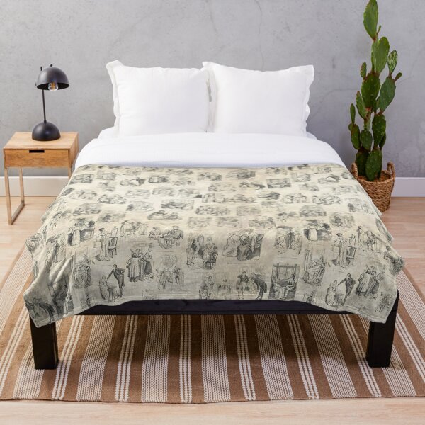 Austen Pride and Prejudice Illustrations Throw Blanket