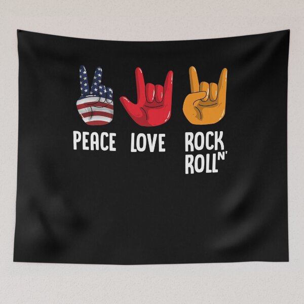 Item preview, Peace Love Rock and Roll Shirt Retro Vintage Gift designed and sold by simplytldr.
