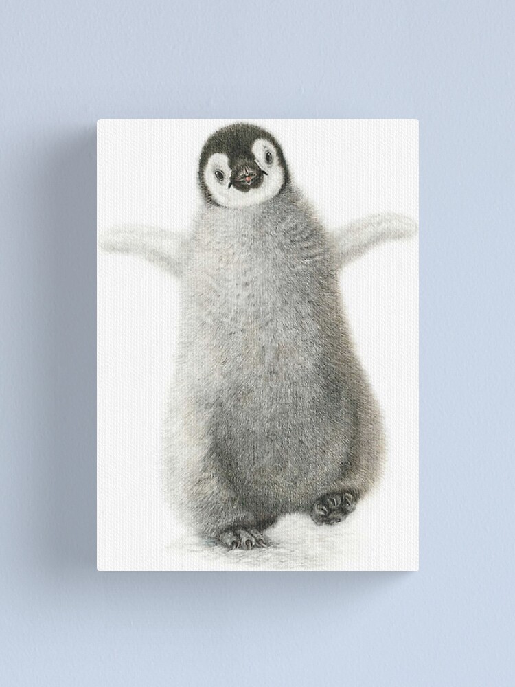 Impression Sur Toile Pingouin Bebe Heureux Et Velu Se Dandinant Avec Les Pieds Et Souriant Par Mindchirp Redbubble