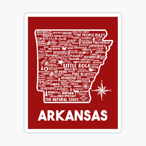 Vista previa del artículo con la obra «Mapa de Arkansas», diseñado y vendido por fiberandgloss.