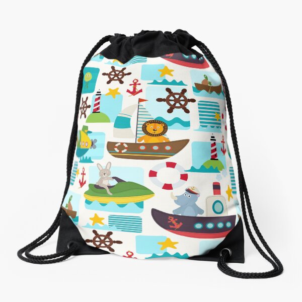 Animal Transportation Water Vehicles Boats Submarines Drawstring Bag