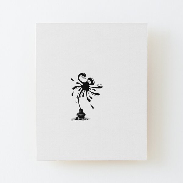 ink octopus Wood Mounted Print