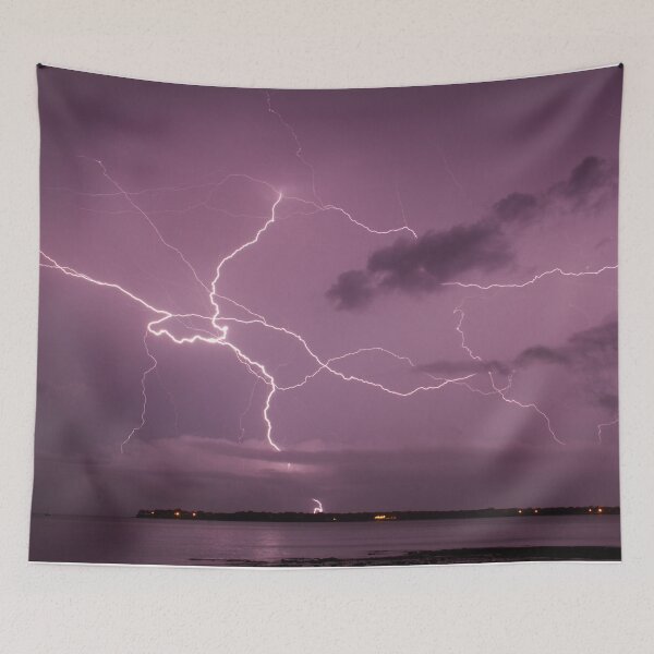 Item preview, Lightning crawler across the harbour sky designed and sold by mhall.