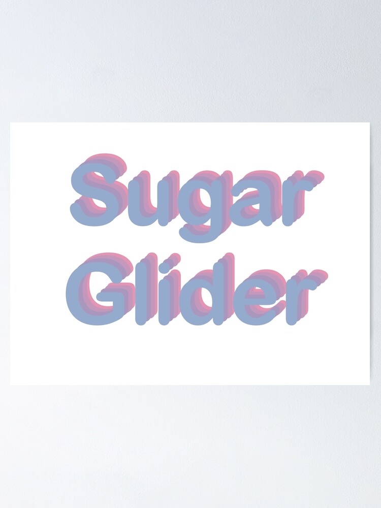 "Sugar Glider Word Art Pink Blue and Purple " Poster for Sale by