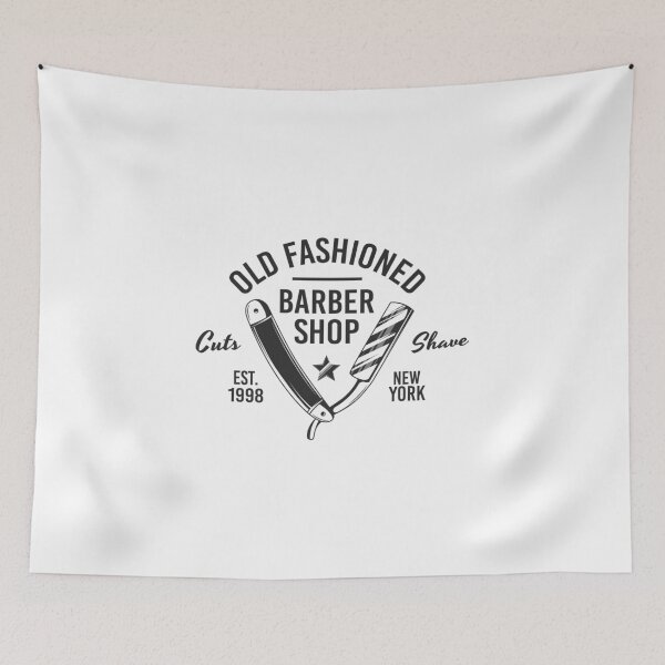 Item preview, Barbershop print with razor blade. Monochrome retro design.  designed and sold by DenysHolovatiuk.