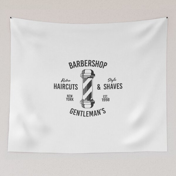 Item preview, Barbershop print with barber pole. Monochrome retro design.  designed and sold by DenysHolovatiuk.
