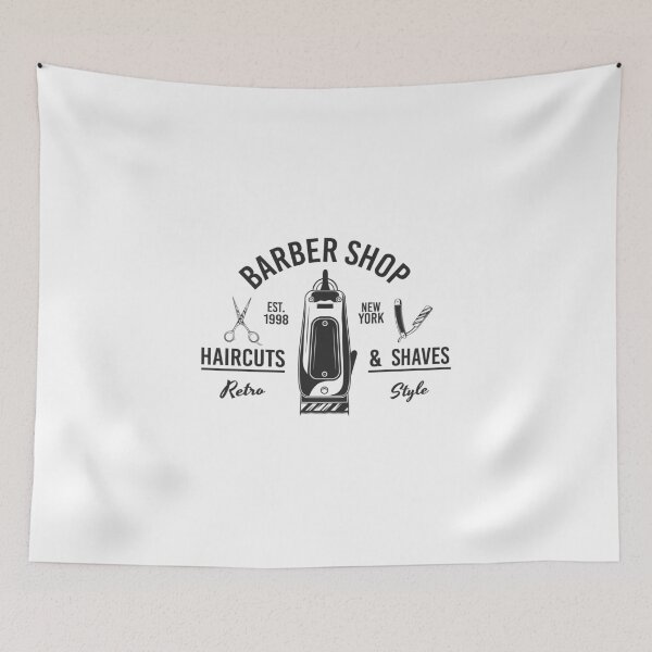 Item preview, Barbershop print with clipper. Monochrome retro design.  designed and sold by DenysHolovatiuk.