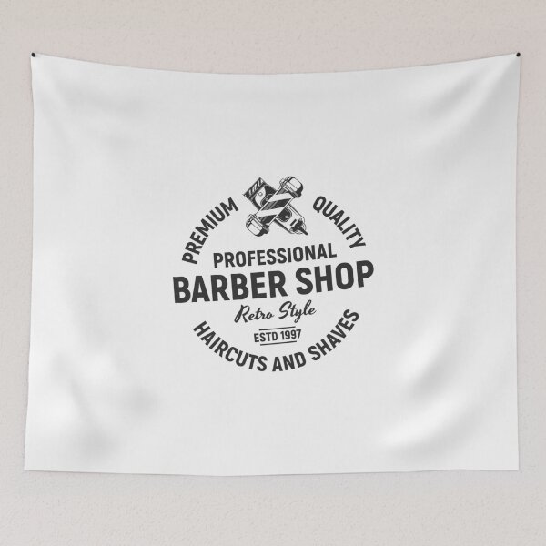 Item preview, Barbershop print with pole and clipper. Monochrome retro design.  designed and sold by DenysHolovatiuk.