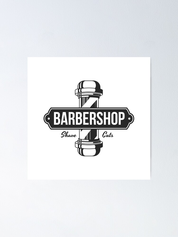 Barbershop Logo with barber pole in vintage style. Vector template Stock  Vector