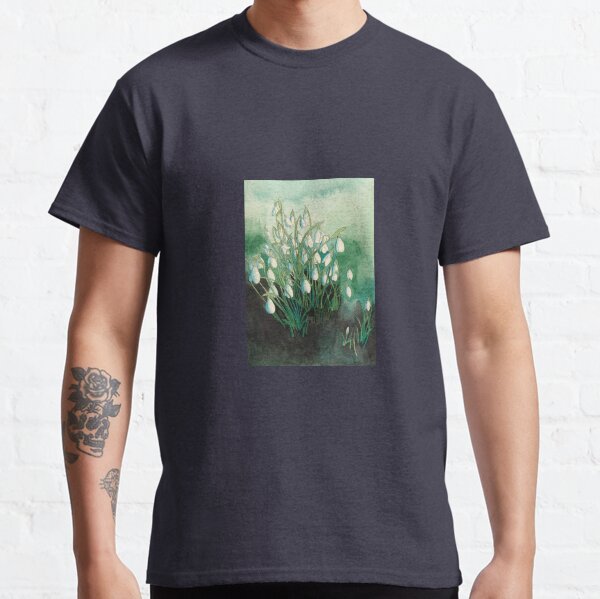 white snowdrops original watercolour painting Classic T-Shirt