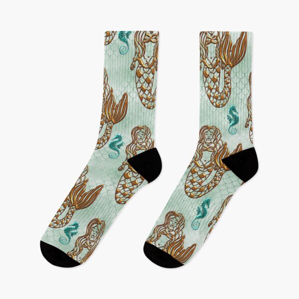 Item preview, Gold Mermaids on Teal Scales designed and sold by GraphicAllusion.