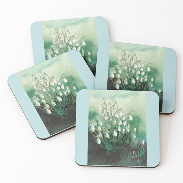 Item preview, white snowdrops original watercolour painting designed and sold by esvb.
