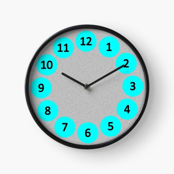 Aqua Bubbles on Grey with Numbers Clock