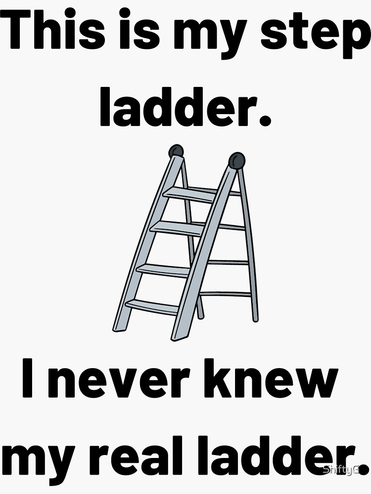 "Step Ladder Real Ladder Funny Pun" Sticker by ShiftyG Redbubble