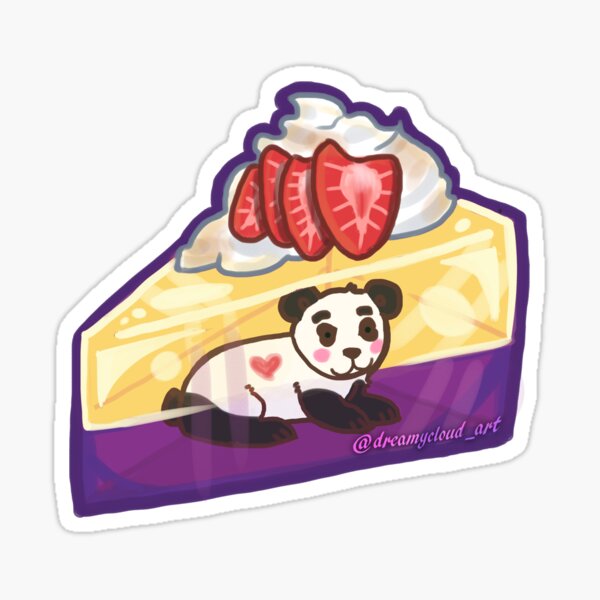 Sticker - Yellow Purple Jello Dessert with Panda Hearts Sticker