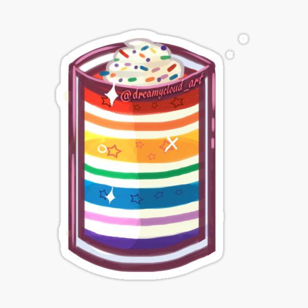 Sticker - Rainbow Cream White Jello Dessert Whipped Cream Sprinkles Sticker