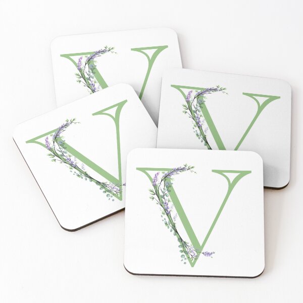 Item preview,  The letter “V” | romantic Eucalyptus and Lavender floral illustration | floral Monograms designed and sold by hollycooper.