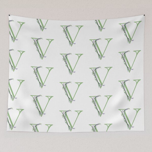 Item preview,  The letter “V” | romantic Eucalyptus and Lavender floral illustration | floral Monograms designed and sold by hollycooper.
