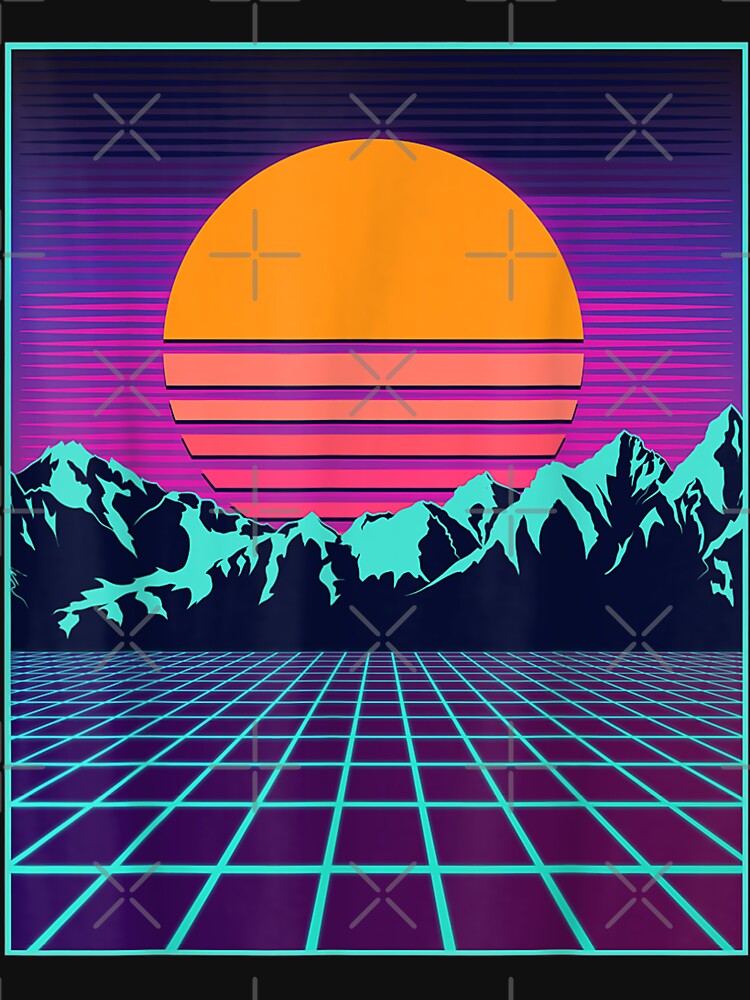 Discover Retro 80s Aesthetic Vaporwave Outrun Style Sun  Essential T-Shirt