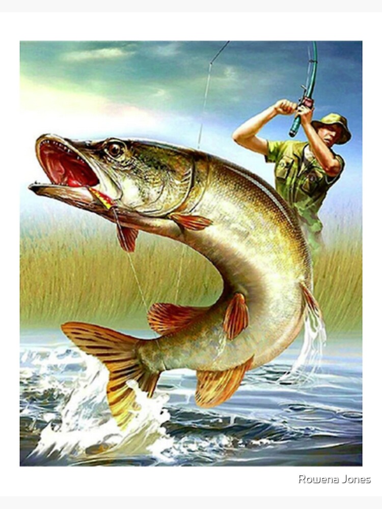 Fishing Fishermen Sports Outdoors Hunting Bass Wildlife Fish Art Board  Print for Sale by Rowena Jones