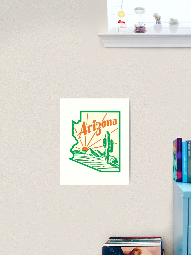 Thumbnail 1 of 3, Art Print, Arizona Cactus Vintage Travel Decal designed and sold by hilda74.