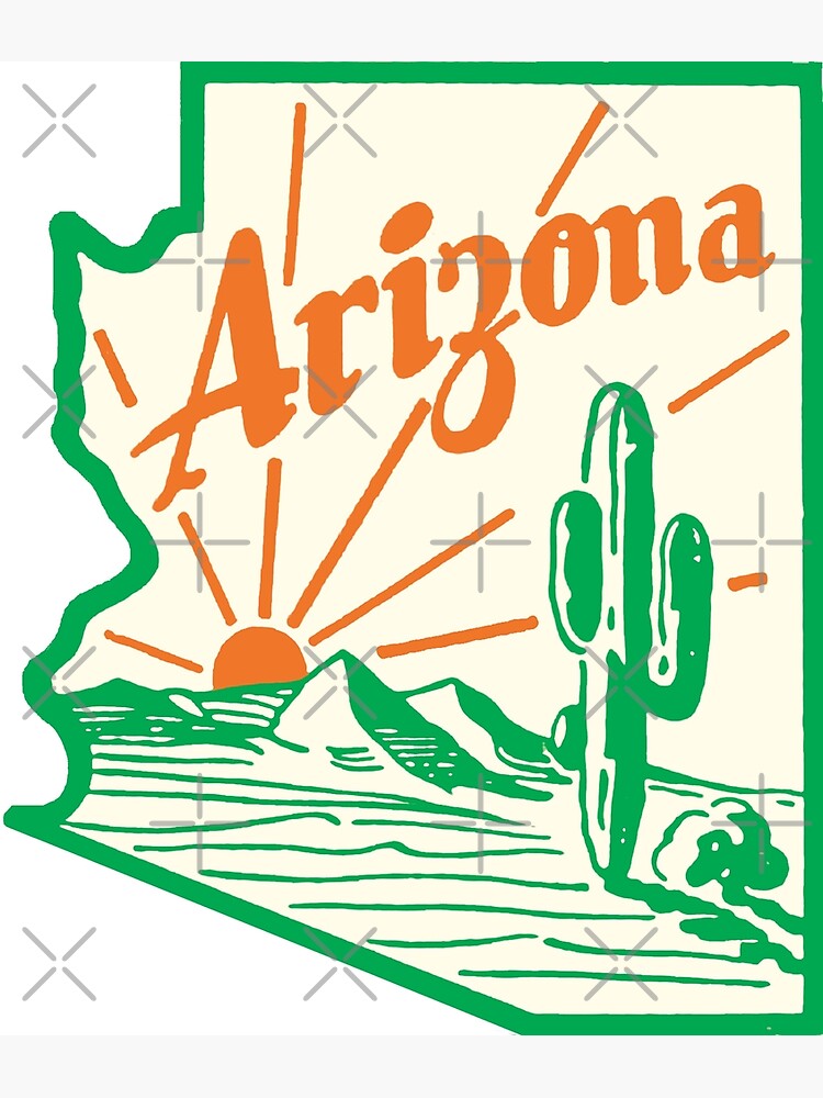 Thumbnail 3 of 3, Art Print, Arizona Cactus Vintage Travel Decal designed and sold by hilda74.
