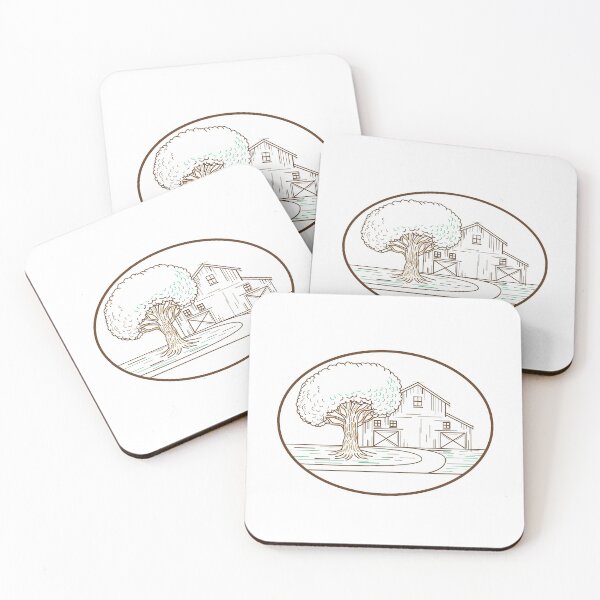 Item preview, American Barn Oak Tree Mono Line Oval designed and sold by patrimonio.