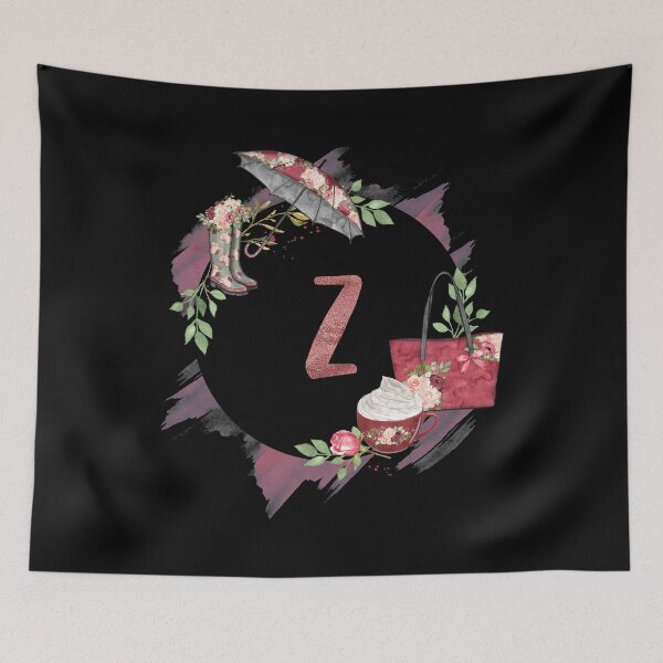 Item preview, Pretty in Pink Monogram Z - Alphabet Letter Z - Black Background designed and sold by MysticMagpie.