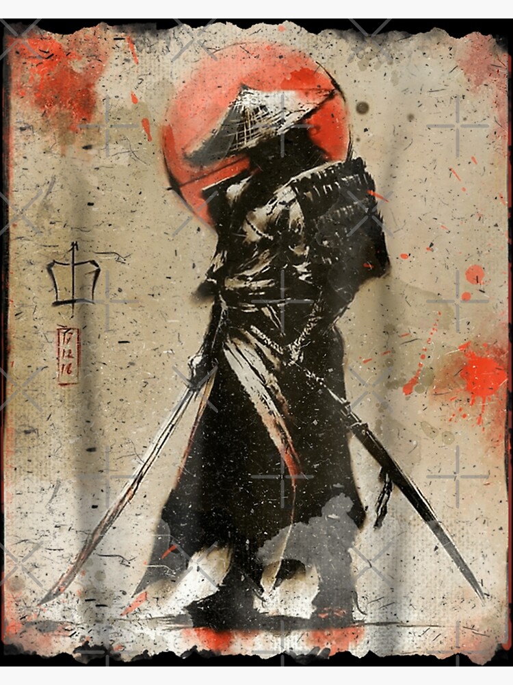 Samurai Japanese Retro Art Print Bushido Canvas Print For Sale By   Flat,750x,075,f Pad,750x1000,f8f8f8 