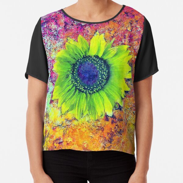 Abstract sunflower Chiffon Top
