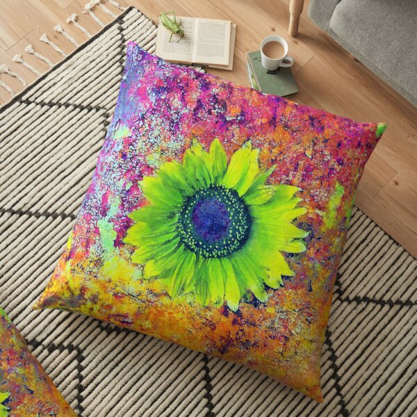 Abstract sunflower Floor Pillow