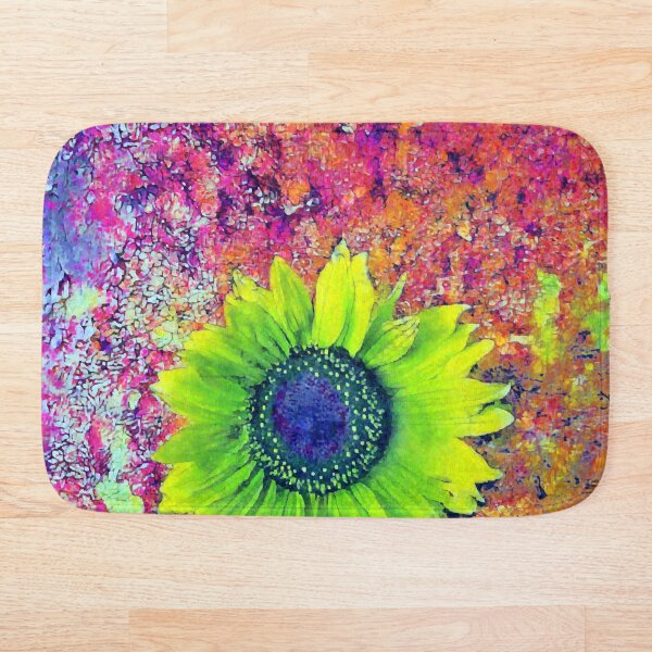 Abstract sunflower Bath Mat