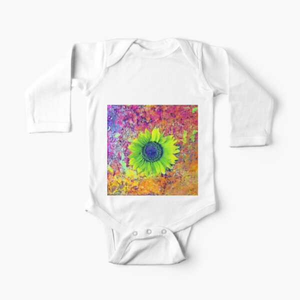 Abstract sunflower Long Sleeve Baby One-Piece