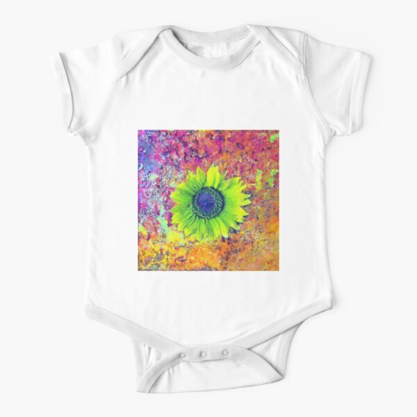 Abstract sunflower Short Sleeve Baby One-Piece