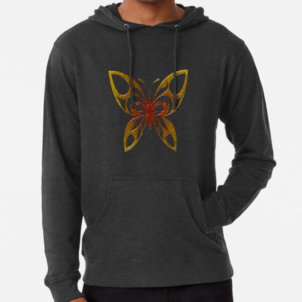 BRANDY MELVILLE TIEN ORANGE BUTTERFLY BLACK HOODIE SWEATSHIRT OS