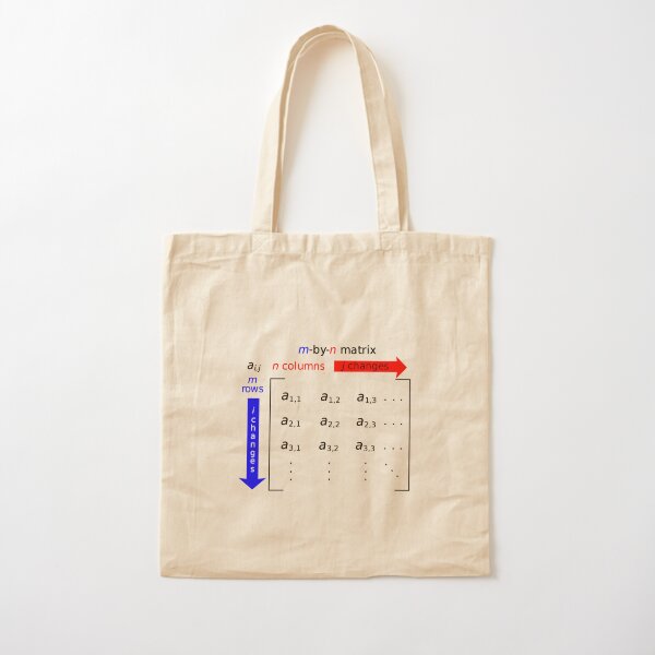 In mathematics, a matrix is a rectangle of numbers, arranged in rows and columns Cotton Tote Bag