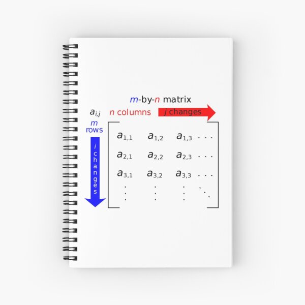 In mathematics, a matrix is a rectangle of numbers, arranged in rows and columns Spiral Notebook