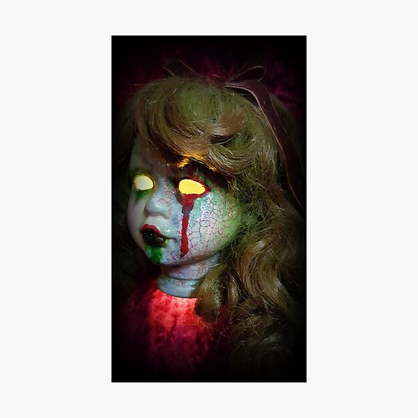 Lady Scream Zombie Horror Doll Head Light Photographic Print