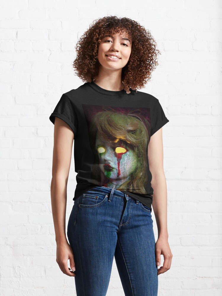 Alternate view of Lady Scream Zombie Horror Doll Head Light Classic T-Shirt