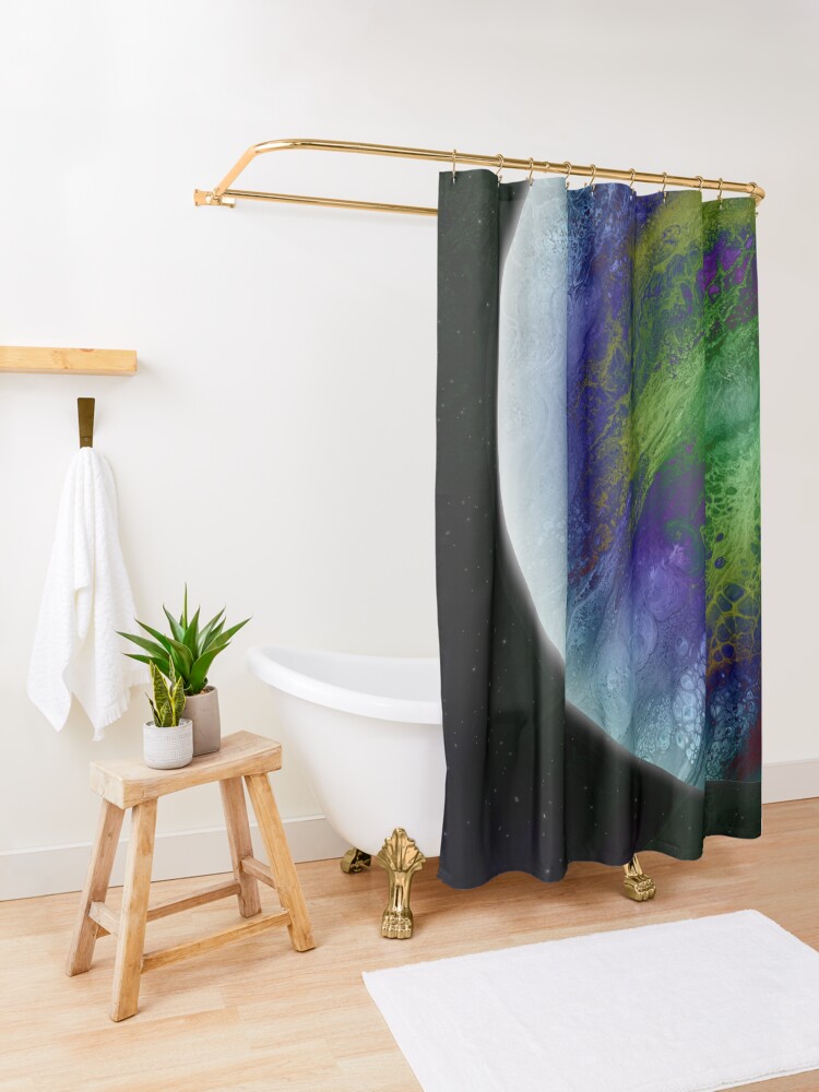 Alternate view of Planet Beta: Outer Space Planet Art Shower Curtain