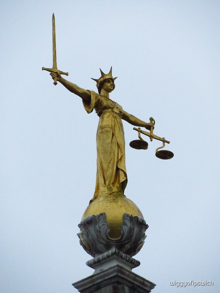 "Statue of Justice, Old Bailey, London" by wiggyofipswich Redbubble