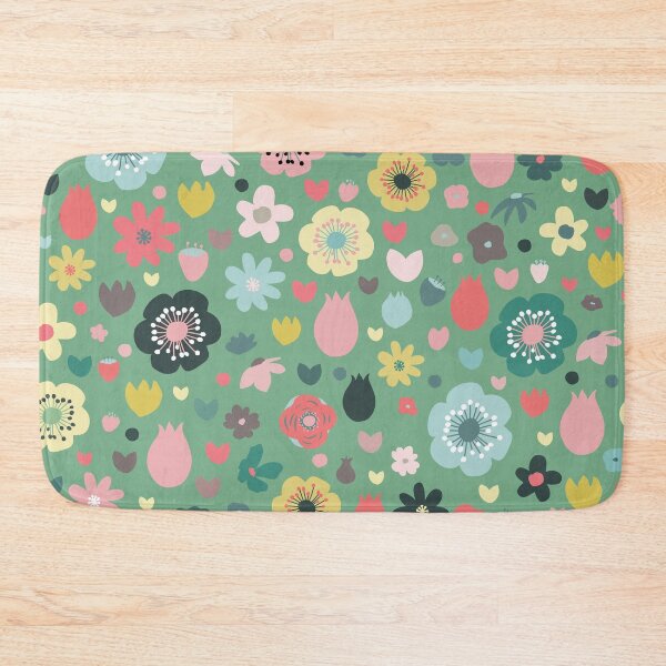 Item preview, Colorful spring flowers on green designed and sold by colorofmagic.