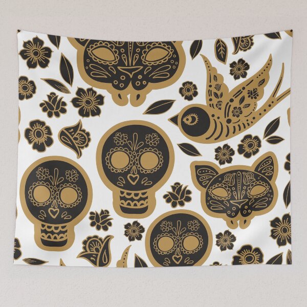 Item preview, Black and Yellow Skull Pattern designed and sold by durkstars.