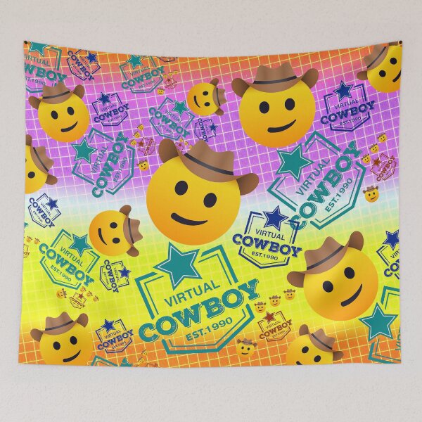 Item preview,  put on the cowboy hat and ride through the virtual expanses. We research the diversity of the Internet and are on the road as a lone rider on a virtual horse. Virtual life is our prairie.
The design by Mallybeau Mauswohn shows funny emojis with cowboy h designed and sold by Mauswohn.